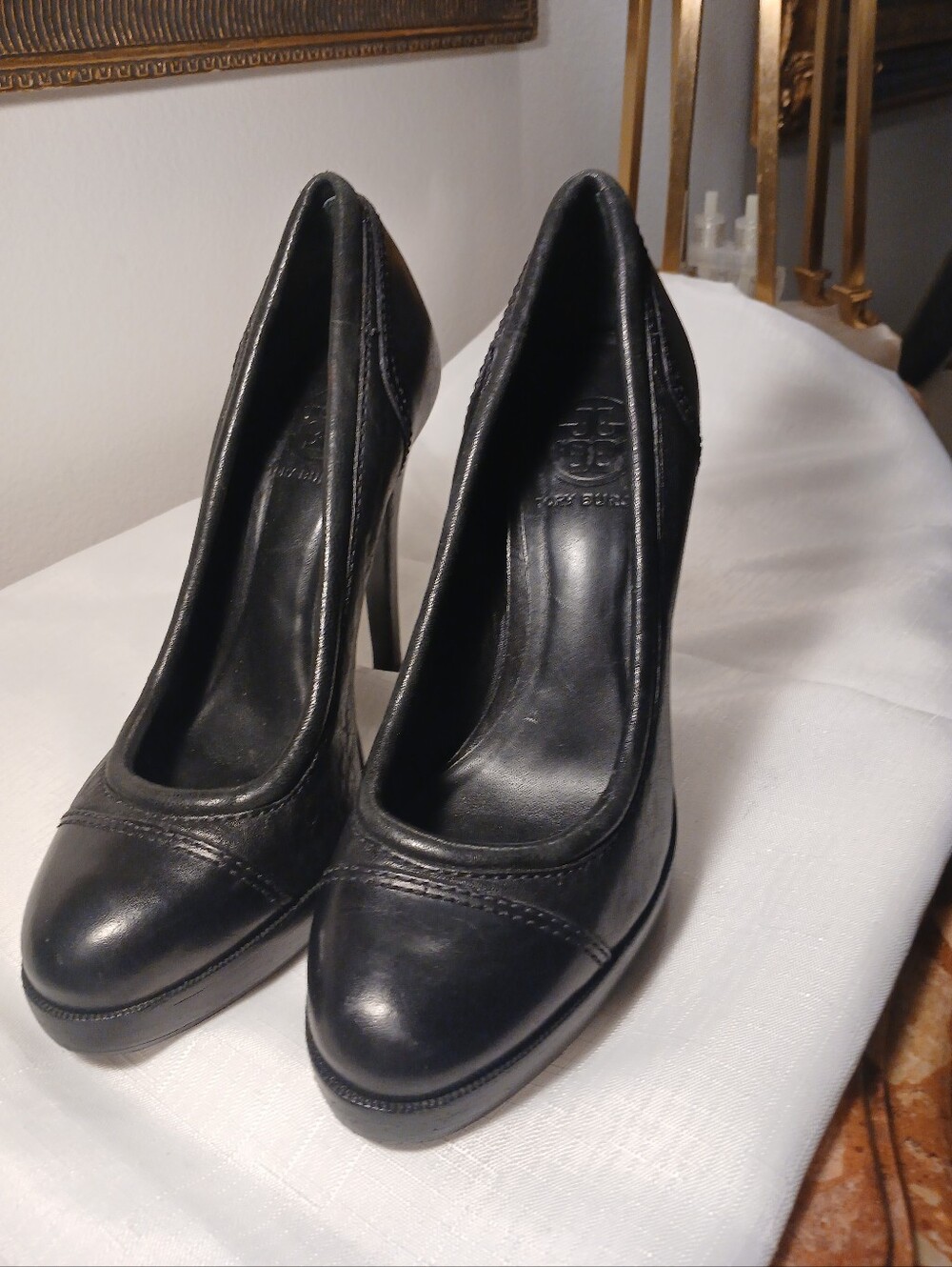 Tory Burch Black Leather High Heel Pumps